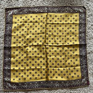 Elegant Yellow and Brown Paisley Pocket Square 100 % silk